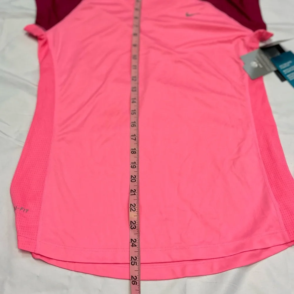 Nike Dri Running Fit V Neck Cap Sleeves | Side Mesh | Pink Burgundy Size M NWT